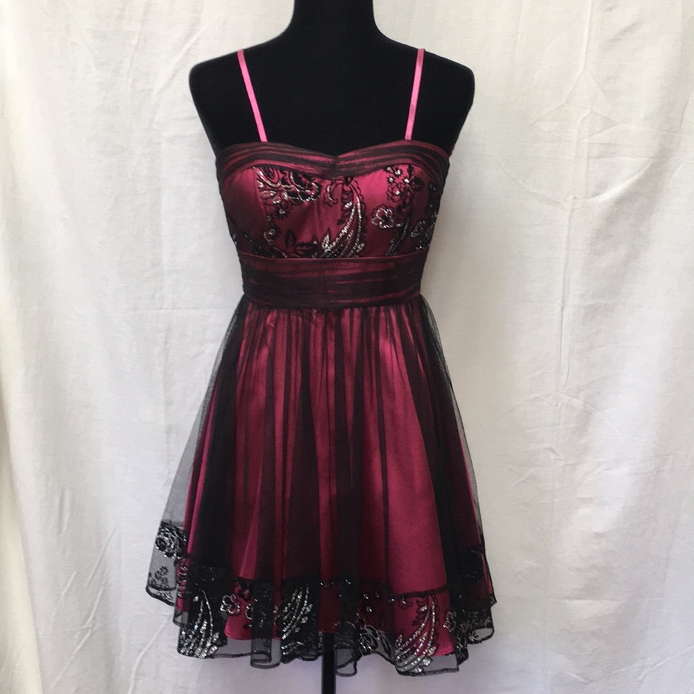 Hailey Logan black and pink dress with sparkles